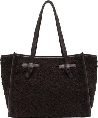 Gianni Chiarini Espresso Textured Fabric Leather Tote Bag