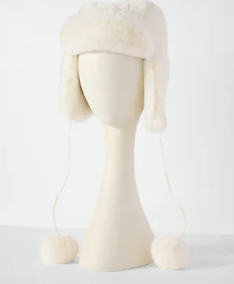 Talbots Faux Fur Trapper Hat - Ivory - 001 Talbots