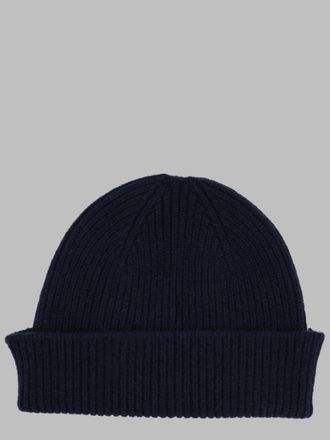 Paul Smith M1A-383MK-T719_47A Ribbed Cashmere-Merino Beanie - Blue
