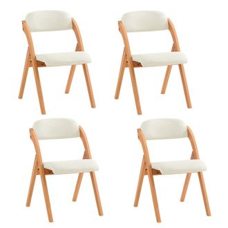 SoBuy Lote De 4 Sillas Plegables De Madera Con Asiento Y Respaldo Tapizado Sill&oacute;n Para Cocina Oficina Blanco 47 X 60 X 77 Cm Fst92-wx4 Sobuy Es