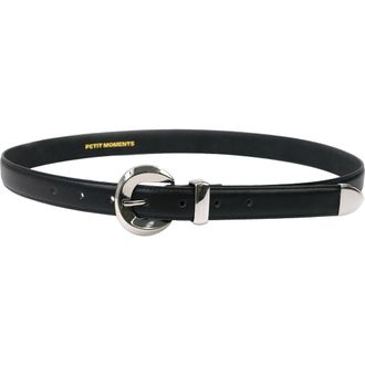 Petit Moments Opal Faux Leather Skinny Belt in Black/Silver at Nordstrom, Size X-Small
