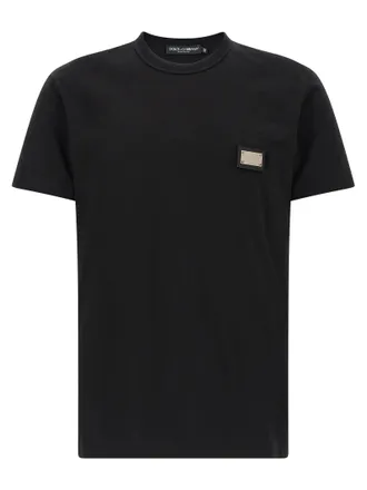 Dolce & Gabbana Logo Patch Cotton T-Shirt - Black