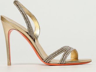 Santoni Sandalo Justine Santoni in nappa laminata con strass all over