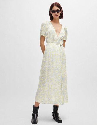 HUGO BOSS Womens Kikoni-1 Wrap-Front Dress - White - Size: 10