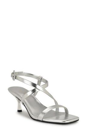 Nine West Hinell Kitten Heel Sandal in Silver at Nordstrom Rack, Size 5
