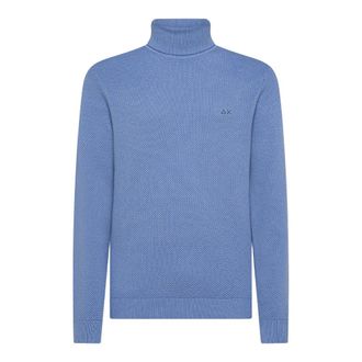 Sun 68 Turtle Jumper Rice Knitway L/S - male - Sun68 - Turtlenecks - Blue - XL - Knitwear