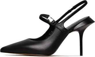 Cesare Gaspari Puntige slingback hakken - Dames - Pumps - Zwart - 39 EU - Leer - Schoenen