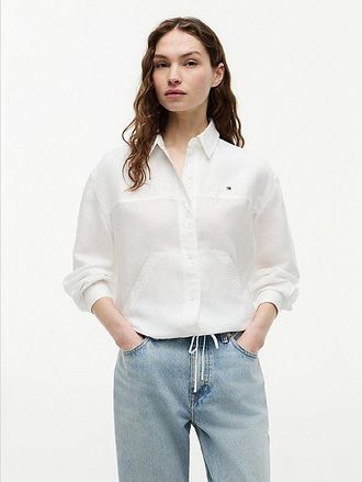 Tommy Hilfiger Relaxed Fit Drawstring Shirt With Linen