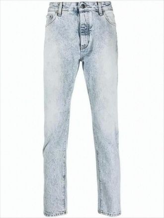 Palm Angels Light Acid-Wash Blue Denim Pants With Logo Detailing
