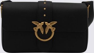Pinko Black Leather Medium Love Bag Slouchy