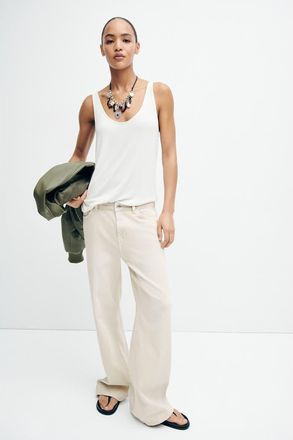 H&M Baggy Regular Waist Jeans in Dusty Cream at Nordstrom, Size 12