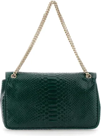 Tom Ford Womens Crossbody Bag Green Snake-Effect Leather Calf Shoulder