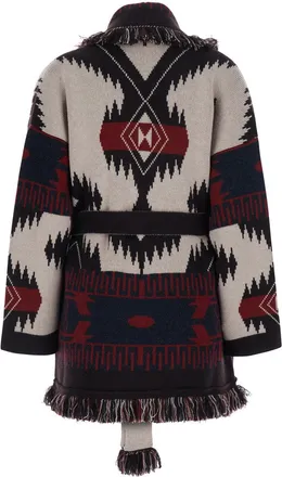 Alanui Womens Cardigan Icon Jacquard Multicolour Wool Tops Top
