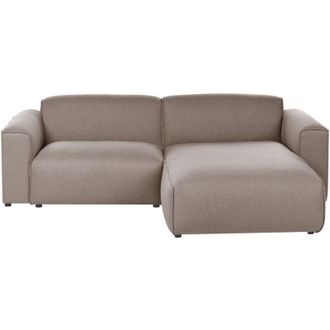 Beliani Left-Hand Corner Sofa Taupe Fabric Upholstery Pine Wood Legs 3 Seater Living Room FAABORG