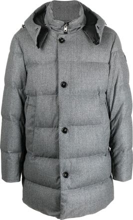 Woolrich padded button-down parka coat - men - Duck Feathers/Feather/Polyamide/Wool - L - Grey