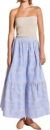 English Factory Embroidered Maxi Skirt In Blue