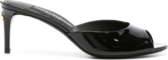 Dolce & Gabbana Heeled Mules, female, Black, Size: 6 US Black Leather Sandals with Mid Heel