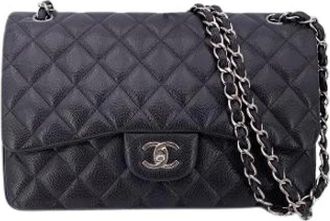 Chanel Pre-owned Timeless Classic - Jumbo Quilted Double Flap Bag - Dames - Vintage Schoudertas - Zwart - ONE Size - Leer - Vintage