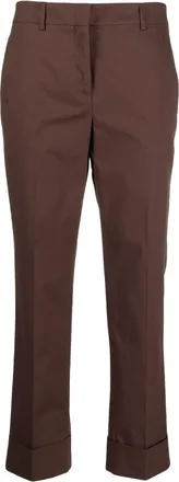 Incotex pressed-crease cropped trousers - women - Cotton/Elastane - 38 - Brown