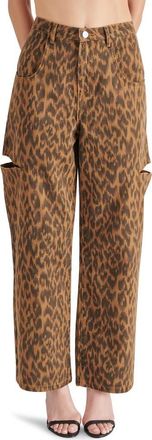 Steve Madden Maise Leopard Print Wide Leg Jeans at Nordstrom, Size 25
