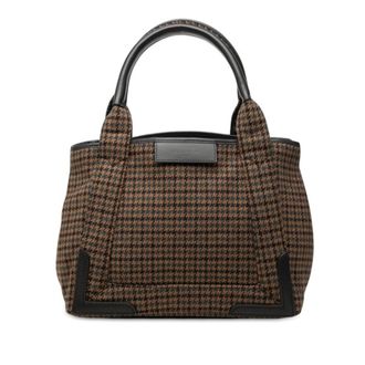 Balenciaga Brown Wool Leather Handbag Pouch Tote Bag (Pre-Owned)