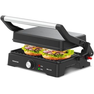 Taurus Grill Elettrico Grill&Co GR1500X 1500W Piastre Antiaderenti 27,5x17,3cm Coperchio Basculante 180&ordm; Termostato Regolabile Base Antiscivolo