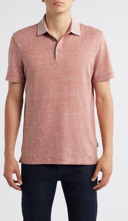 BOSS Press Cotton and Linen Polo in Dark Orange at Nordstrom, Size Xxx-Large