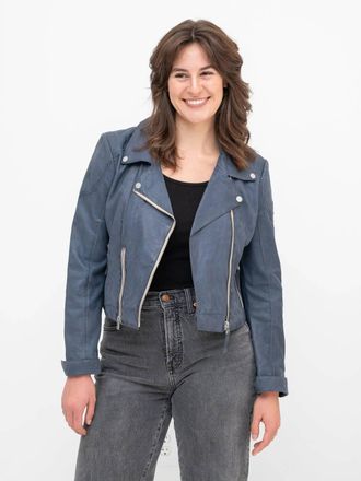 Mauritius Reanon Leather Jacket In Blue