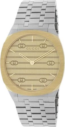 Gucci Elegante tweekleurige Zwitsers horloge - Heren - Horloges - Grijs - ONE Size - Accessoires