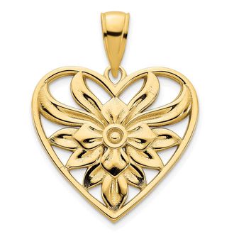 Diamond2Deal 14k Yellow Gold Fancy Filigree Heart Pendant
