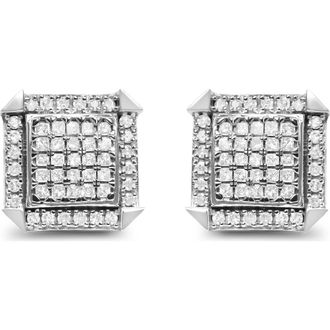 House of Brilliance 10K White Gold 1.0 Cttw Diamond Composite with Halo Stud Earrings at Nordstrom