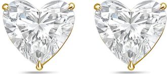Diana M. Jewels 14Kt Yellow Gold 10.00 cts Lab Grown Heart shaped Diamond Studs