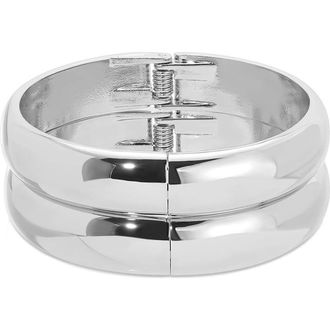 Ettika Set of 2 Stackable Hinged Bangle Bracelets in Silver at Nordstrom