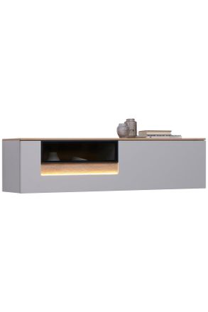 Dieter Knoll Collection Hängeelement, Hellgrau, Metall, Asteiche, furniert, 150.3x37.8x36 cm, Beimöbel erhältlich, in verschiedenen Holzdekoren erhältlich, Wohnzimmer, Wohnwä