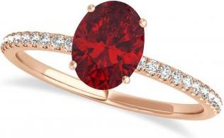 Allurez Ruby & Diamond Accented Oval Shape Engagement Ring 14k Rose Gold (0.75ct)
