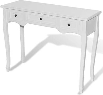 vidaXL Mesa Consola Tocador Con Tres Cajones Blancos Vidaxl