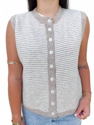 Wishlist Sleeveless Striped Vest Sweater In Oatmilk