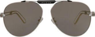 Philipp Plein 62mm Oversize Aviator Sunglasses in Palladium Palladium Silver at Nordstrom Rack