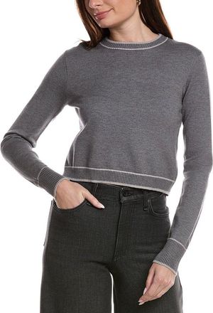 Theo & Spence Stripe Trim Cropped Crewneck Sweater