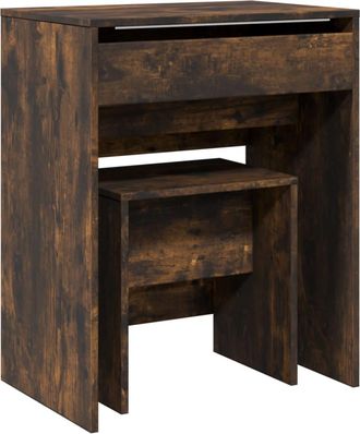 vidaXL Toeletta E Sgabello Rovere Fumo 60x40x113,5 Cm - Vidaxl