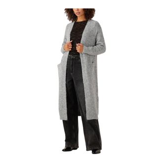 Object Object, Truien & Vesten, Dames, Grijs, XS, Polyester, Objmilu LS LO Lange Gebreide Cardigan