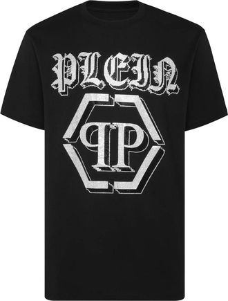 Philipp Plein T-shirt Ronde Hals SS Chrome - Heren - T-shirts - Zwart - 3XL - Katoen - Tops