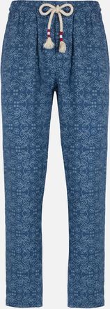 MC2 Saint Barth Man Printed Linen Calais Pants With Drawstring
