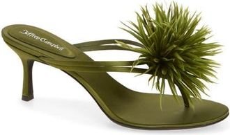 Jeffrey Campbell Firework Feather Sandal in Olive Satin at Nordstrom, Size 7.5