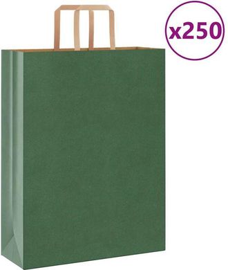 vidaXL Bolsas De Papel Con Asas 250 Uds Verde 32x12x42 Cm Vidaxl