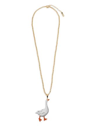 Moschino goose-pendant necklace - women - Brass/Enamel - One Size - Gold