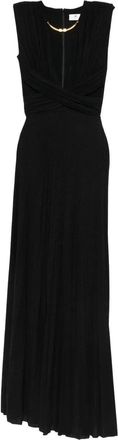 Elisabetta Franchi Abito lungo con scollo a V - Nero