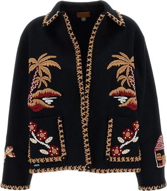 Alanui Black Remember Me Embroidered Virgin Wool Jacket