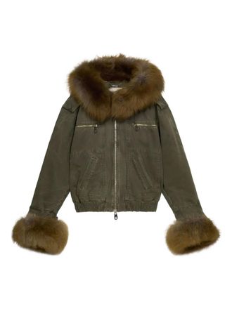 Blumarine fur-trimmed bomber jacket - Green