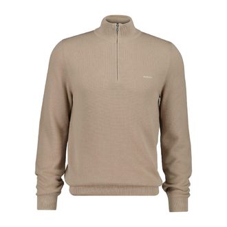 GANT Mens Cotton Piqué Half-Zip Sweatshirt in Sand - Size X-Large